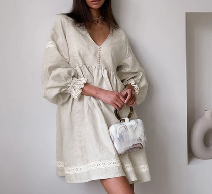 Marble Flare Linen Tunic Dress