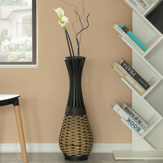 Bamboo & Black Woven Vase