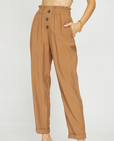 Bamboo Flare Button Cropped Pant