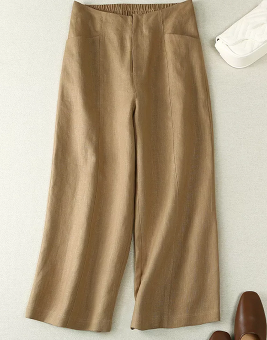 Coastal Clay Linen Cropped Pant