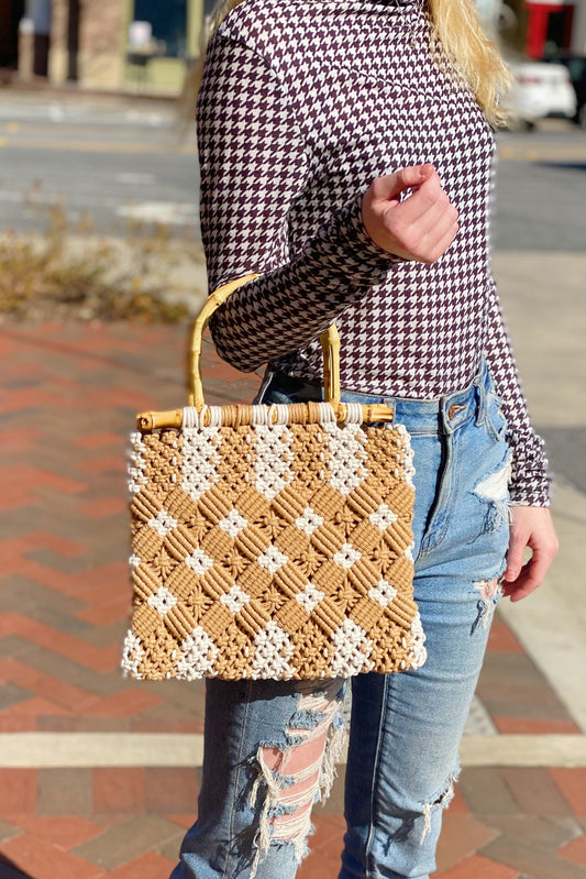 Bamboo & White Flower Handbag