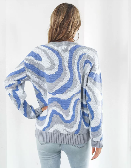 Marble Blue Wave Sweater