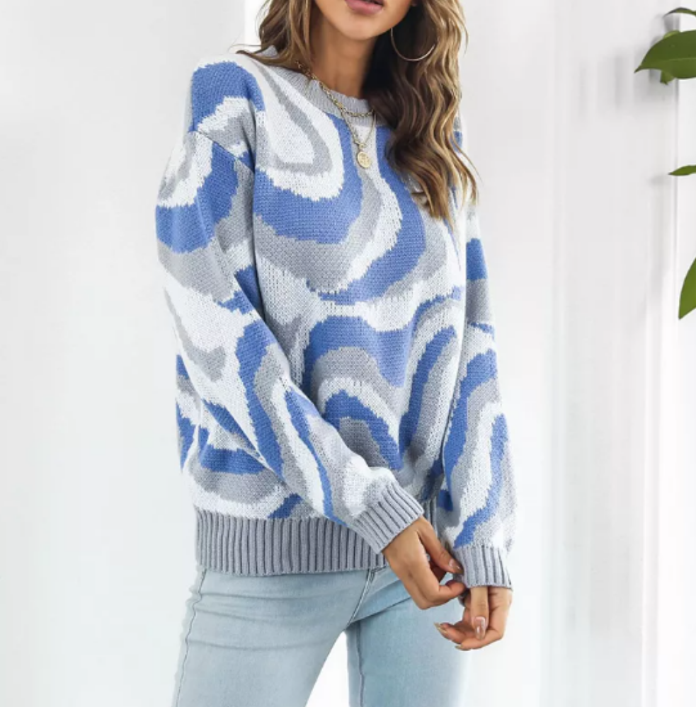 Marble Blue Wave Sweater