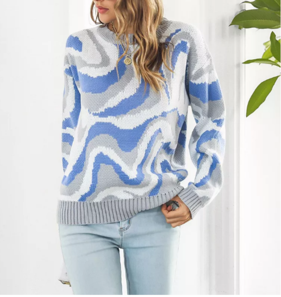 Marble Blue Wave Sweater