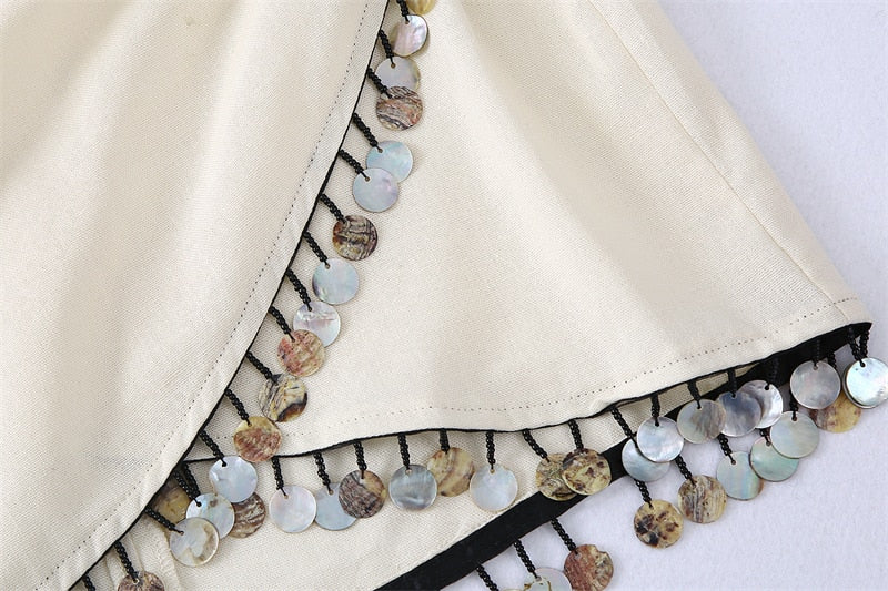 Coastal Natural Shell Linen Skirt