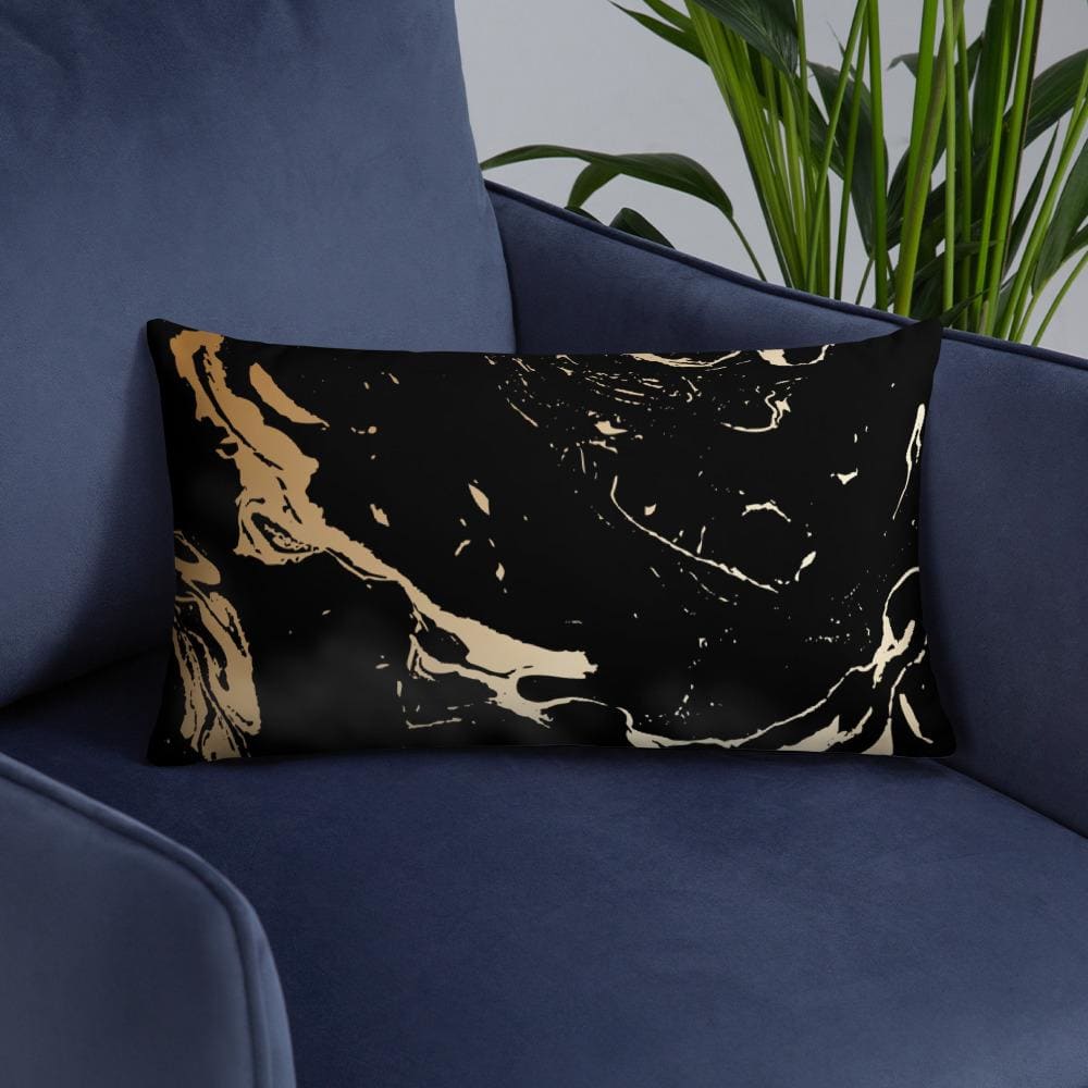 Marble Style Black and Gold Pillow